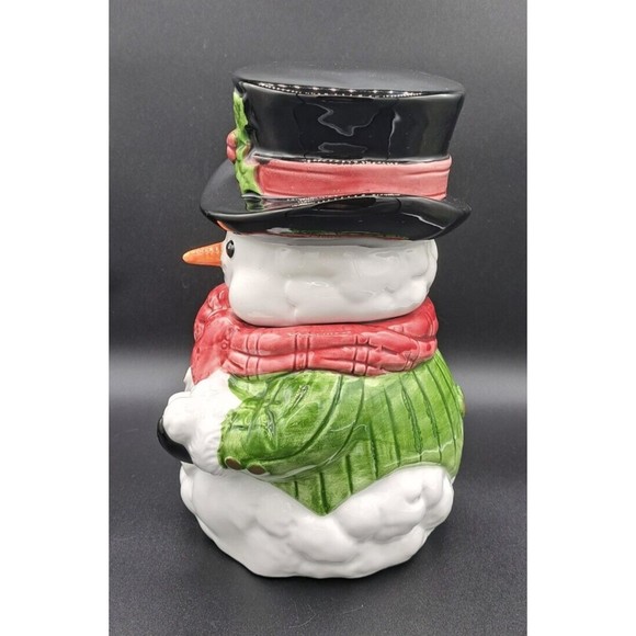 Vtg Fitz & Floyd (Omnibus Division) Snow Gentleman Cookie Jar - Picture 6 of 8
